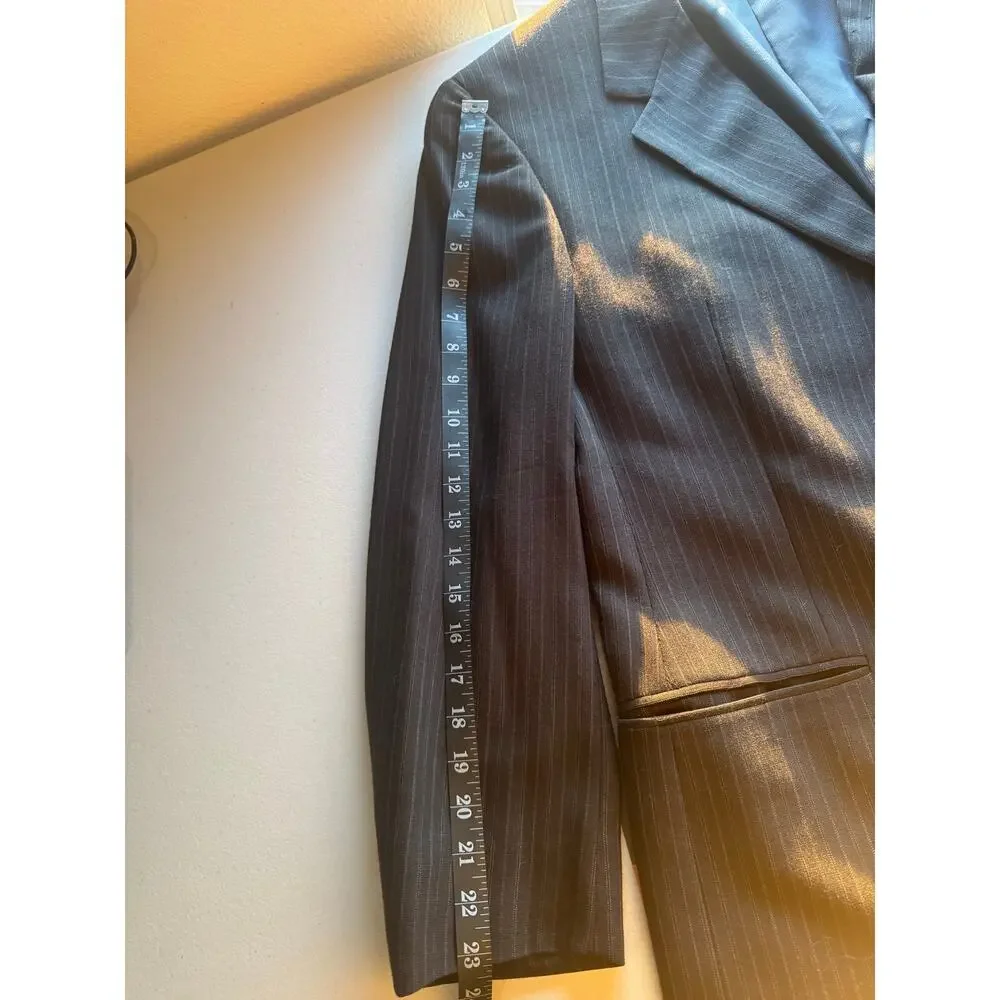 Ermenegildo Zegna‎ Soft Mens 42R Black Pinstripe Wool Blazer Sport Coat 3-Button